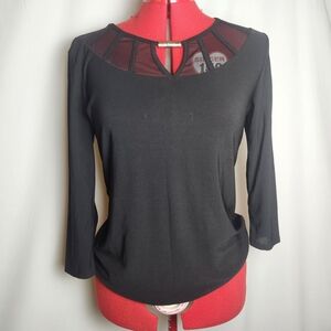 Luxology Black Mesh Accent Blouse